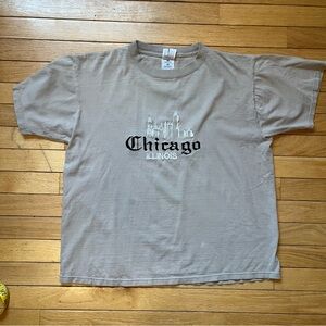 Beige True Vintage Cotton Chicago Graphic T-Shirt Size Large